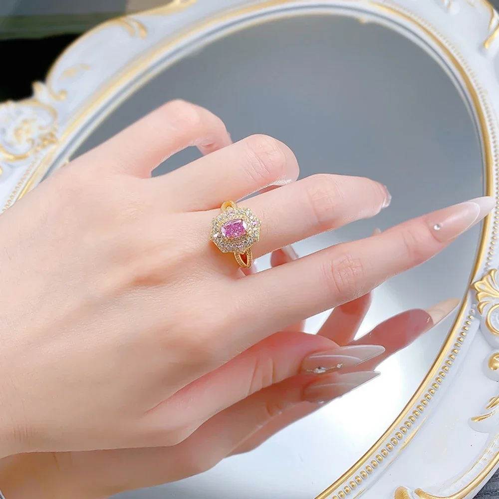 Yaranyan Vintage 100% 925 Sterling Silve Crushed Ice Cut 5 * 7 MM Lab Sapphire High Carbon Diamonds Cocktail Ring Fine Jewelry