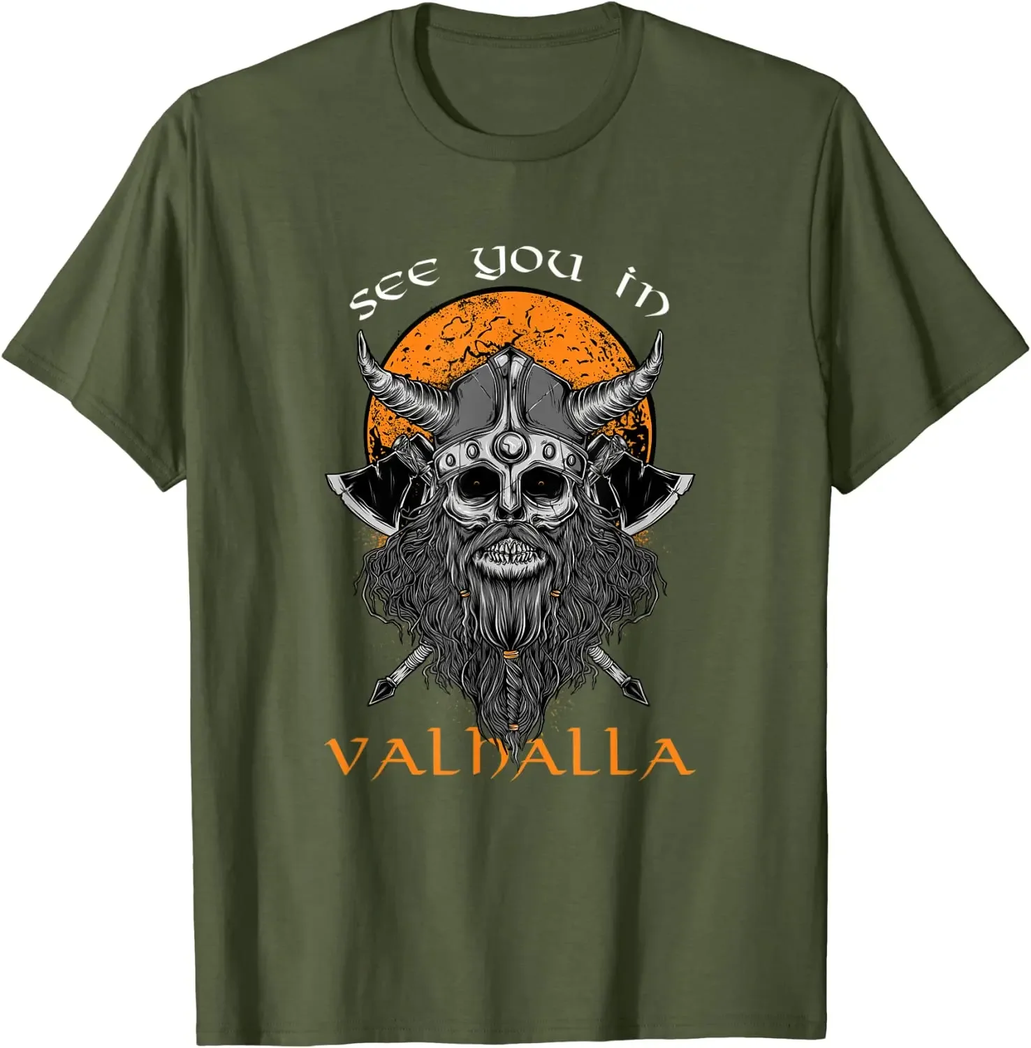 See You in Valhalla Nordic Mythology Warrior Skull T-Shirt 100% Cotton O-Neck Short Sleeve Summer Casual Mens T-shirt Size S-3XL