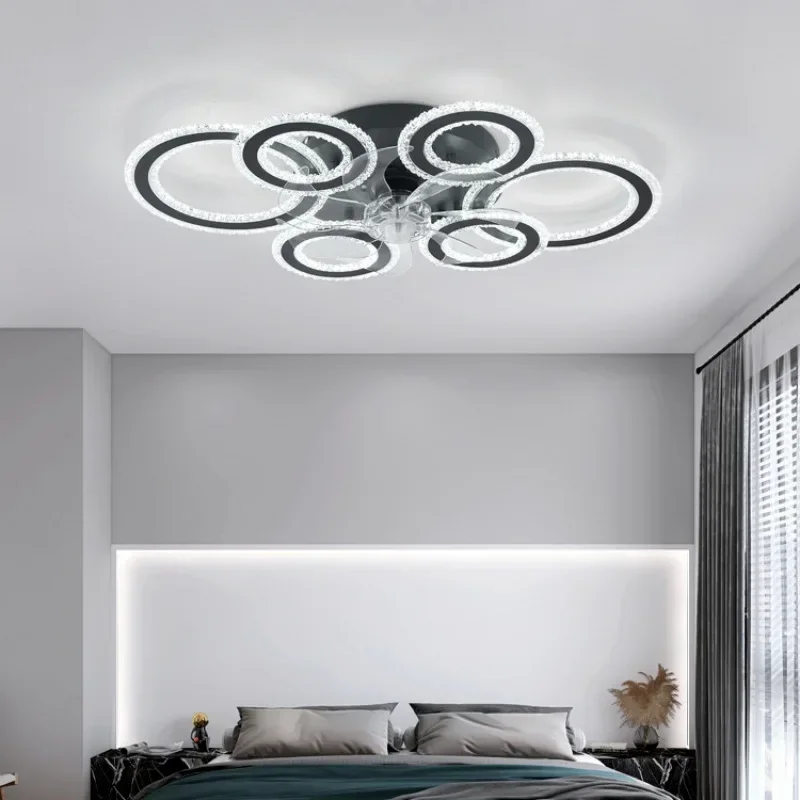 Ceiling Fan with Light Electric Fans Luxury Bedroom LED Lights Invisible Restaurant Remote Cemulti-head Circular Ceiling Lamp