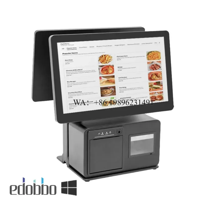 EDA151 Windows OS 15/15.6 Inch Touchscreen All-In-One POS System with Removable Cash Printer Mini Kiosk Scanner Printer