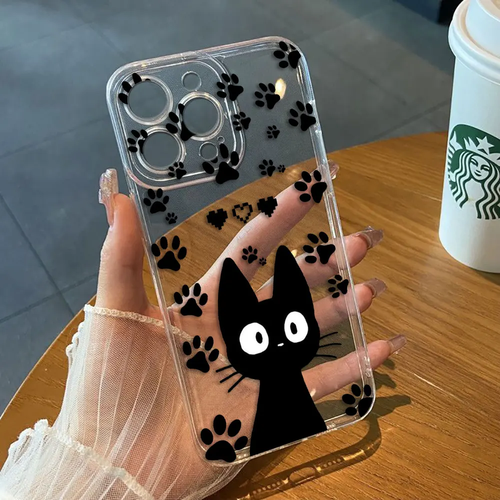 만화 재미있는 검은 고양이 폰 케이스 (REALME 5 6 7 7I 8 8I 9 9I 10 12 C75 C71 C67 C65 C63 C55 C53 C35 C33 C30 C21Y 투명 케이스)