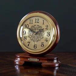 New European Solid Wood Clock Desk Table Decoration Home Living Room Antique Table Decoration Clock