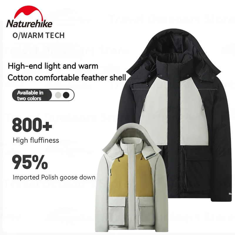 

Naturehike Outdoor Winter Thick Goose Down Jacket Camping Cycling Waterproof Patchwork Comfortable Feather Shell Coat Men Women