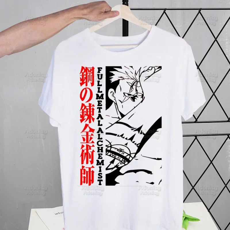 Fullmetal Alchemist Men\'s Tshirt Cute Printing Shirt Mens Fashion Anime Edward Elric T-Shirt For Men Casual Tops Short Sleeve