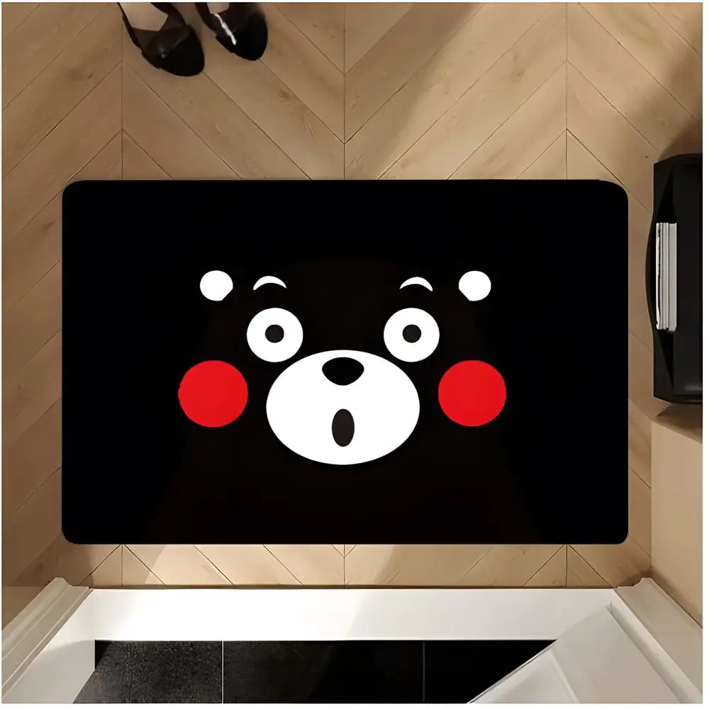 Mascot Cute K-Kumamon Floor Mat Washable Absorbent Flannel Door Mat Non-Slip Indoor Floor Rug