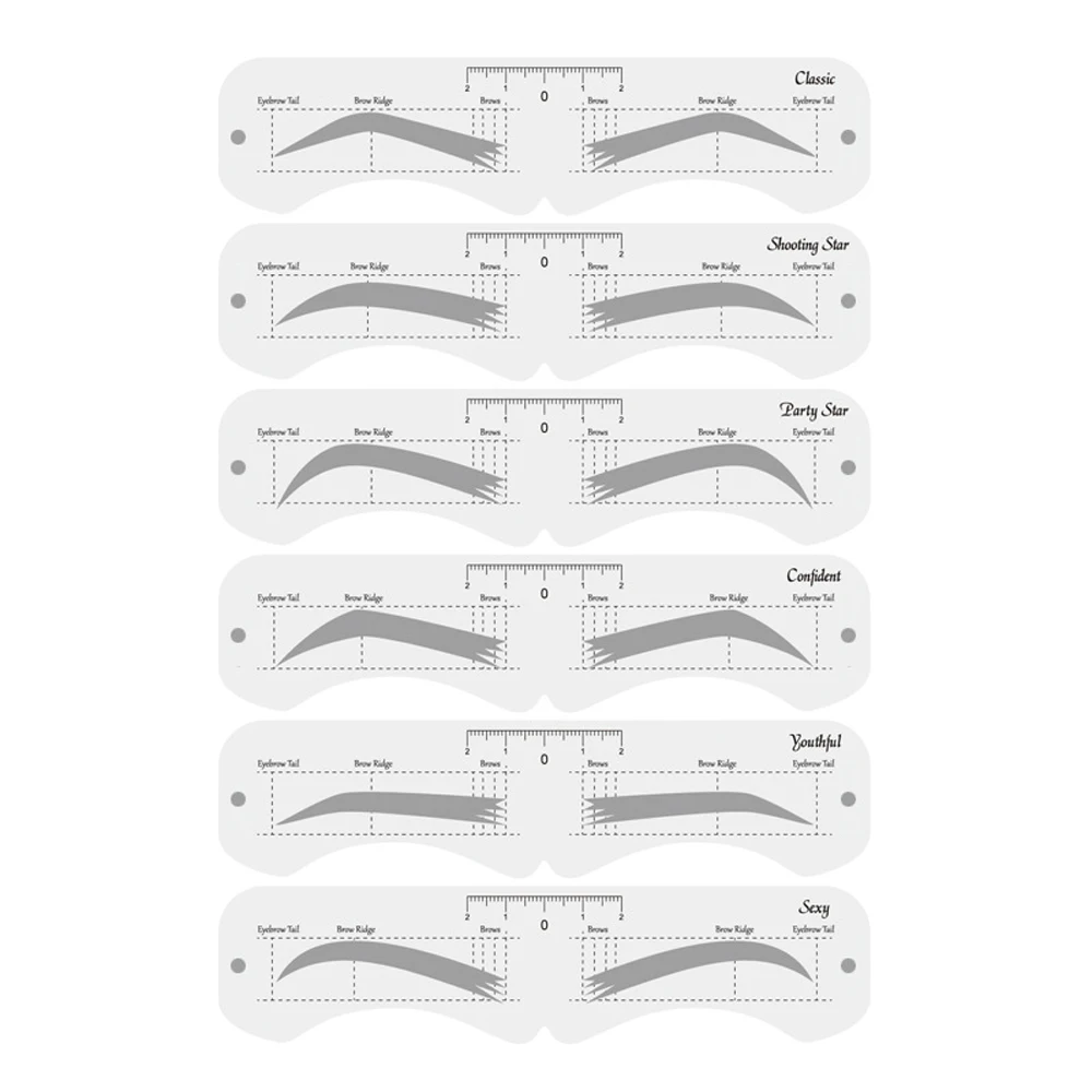 Herbruikbare Wenkbrauw Shaper DIY 6PCS Set Zachte Liniaal Brow Definer Wenkbrauw Stempel Kaart Zachte Liniaal Stencil Vormgeven Make-Up Tool