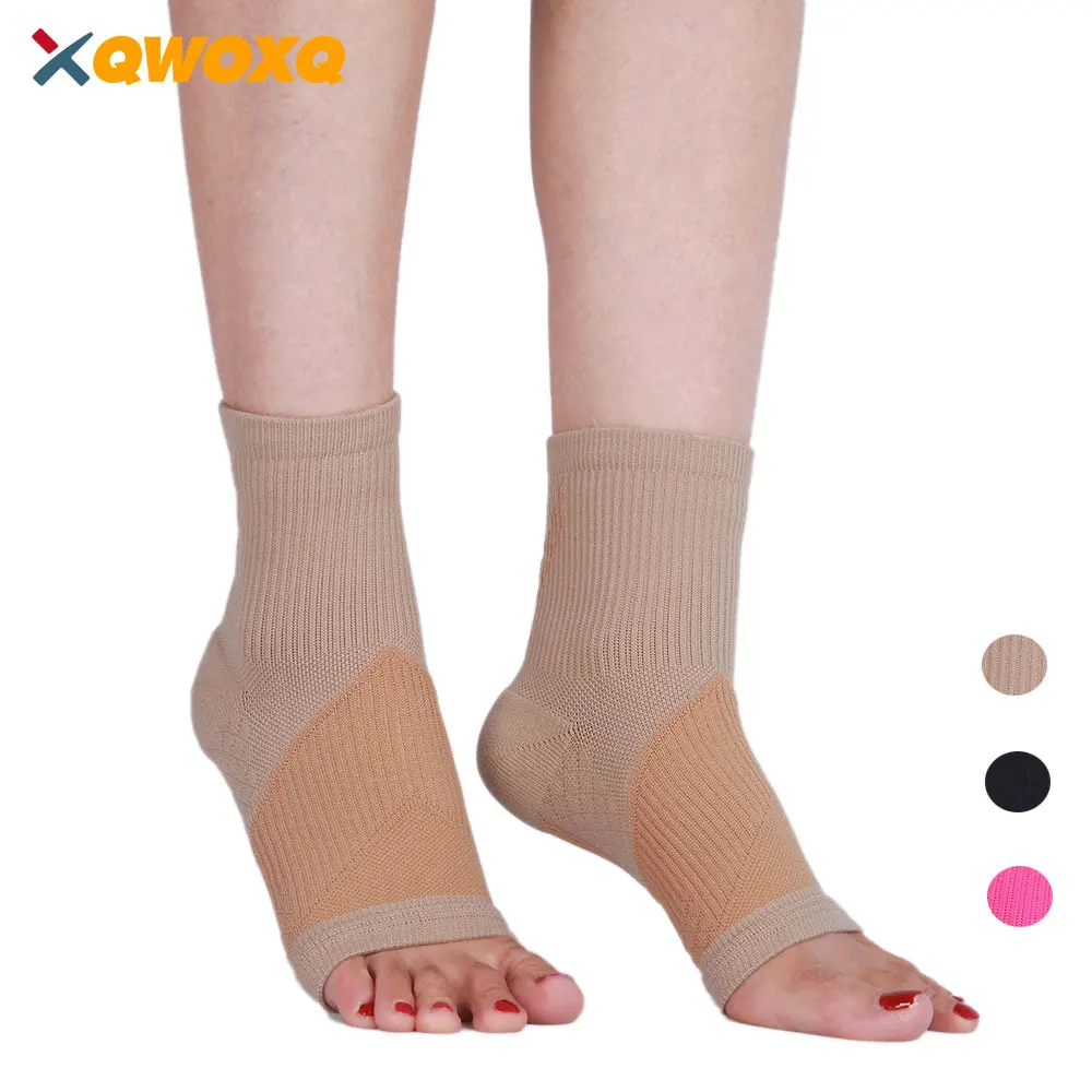 1 Pair Compression Ankle Sleeve Open Toe Ankle Brace Socks Plantar Fasciitis Support, Injury Recovery, Joint Pain, Arch Support