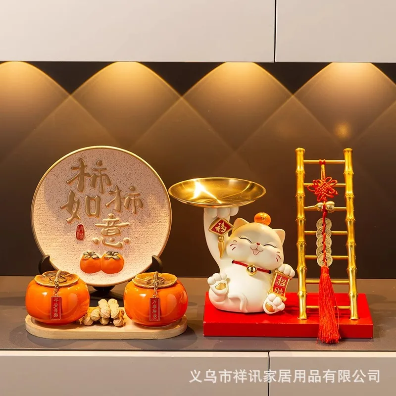 

Entry key, entrance tray, home decoration, rising step by step, housewarming, creative bring in wealth and treasure cat
