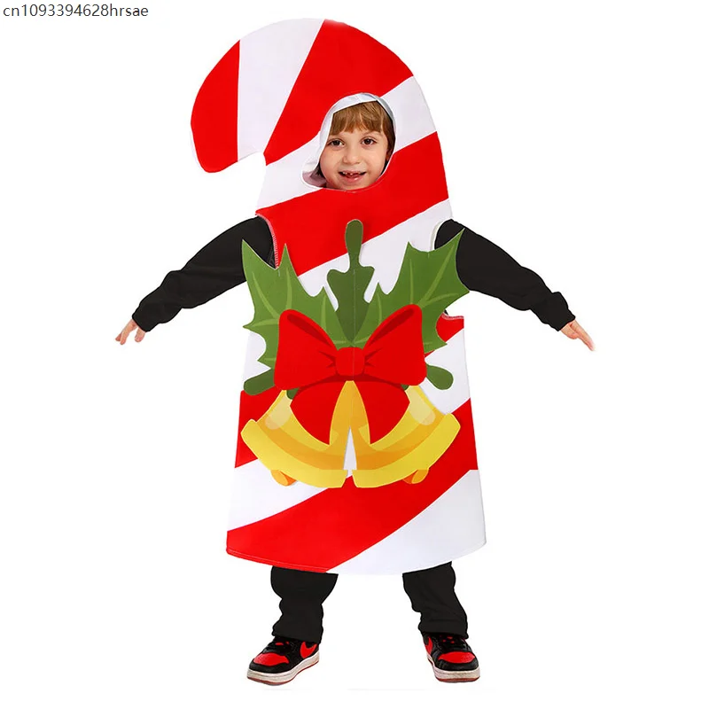 

Unisex 2025 Little Gingerbread Candy Man Costume Striped Tunic Candy Set Boys Girl Christmas Candy Cane Elf Fancy Dress Up