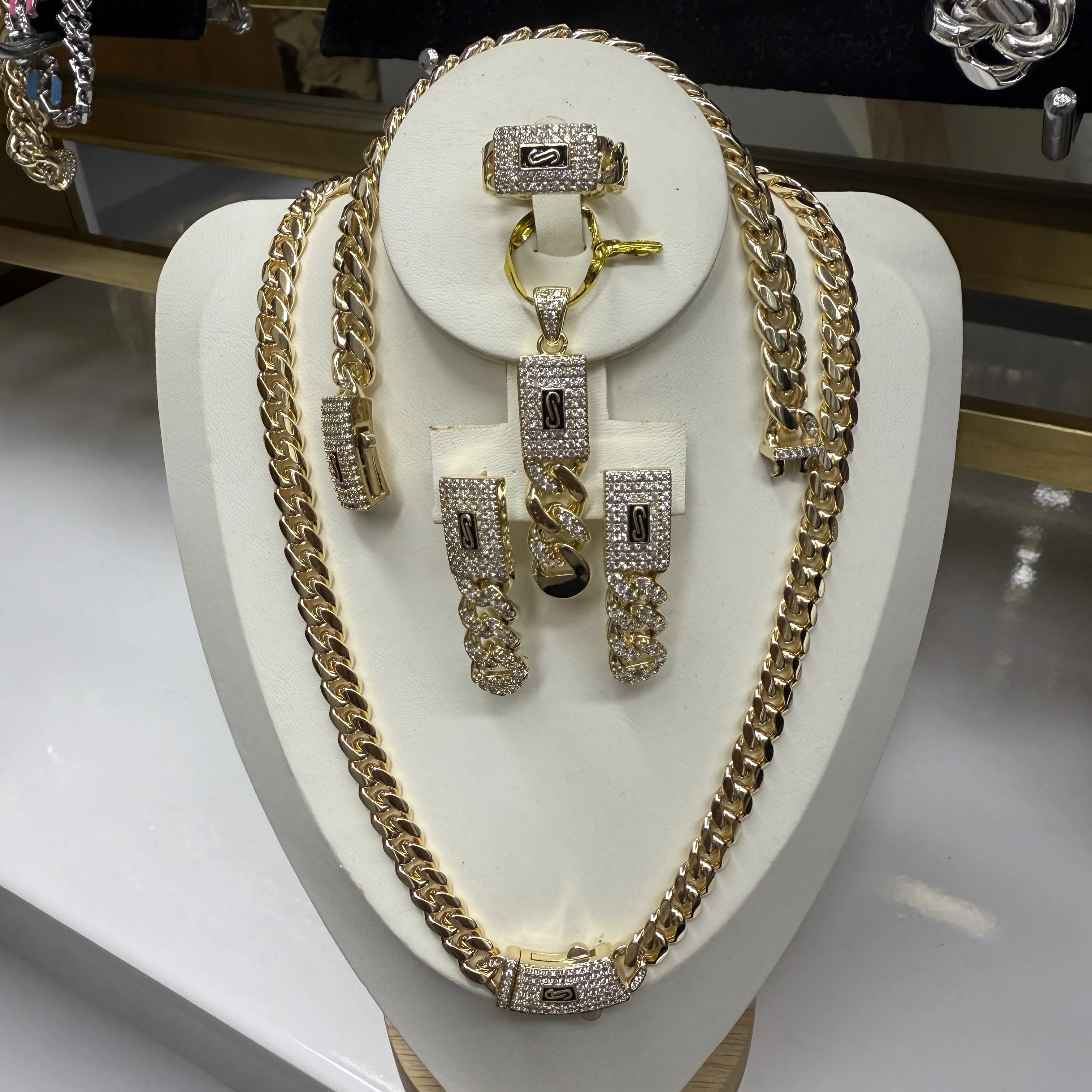 

Модный комплект украшений: кубинская цепочка Monaco, позолоченная 14-каратным золотом, подарок на годовщину, кулон для мужчин и женщин