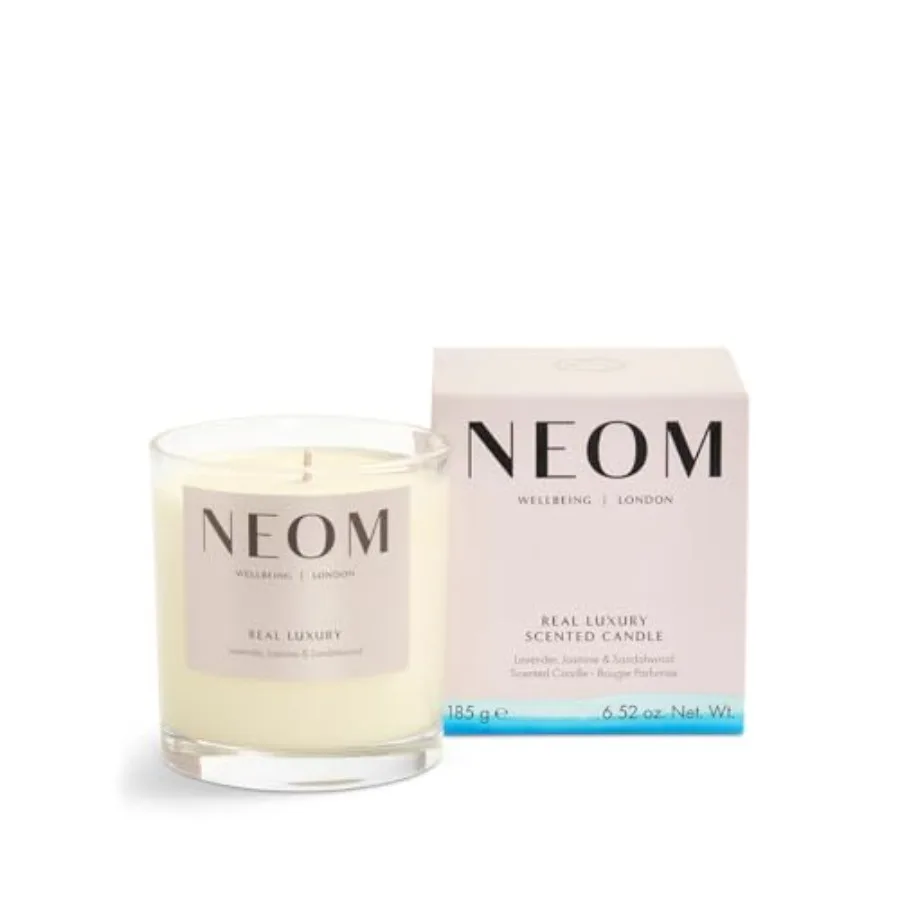 - Real Luxury Scented Candle, 1 Wick Lavender and Rosewood Essential Oil Aromatherapy Candle Scent to De-Stress