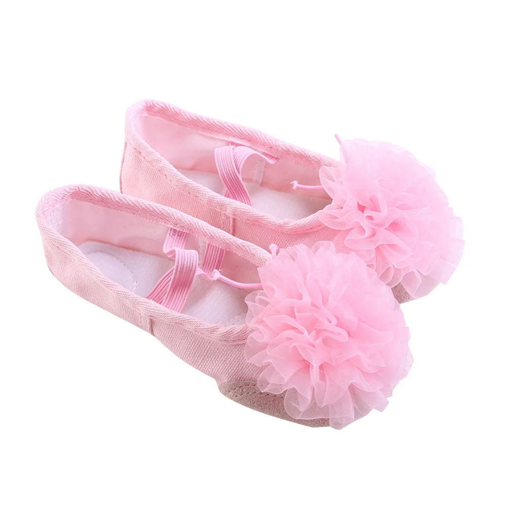 

1Pair Dance Shoes for Kids Gauze Ballet Belly Dance Shoes Size 25 Elastic Band Durable Material Anti-Slip Sole
