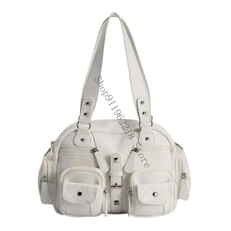 

Stylish Motorcycle Shoulder Bag Underarm Bags Practical Multi Pockets for Women 066F