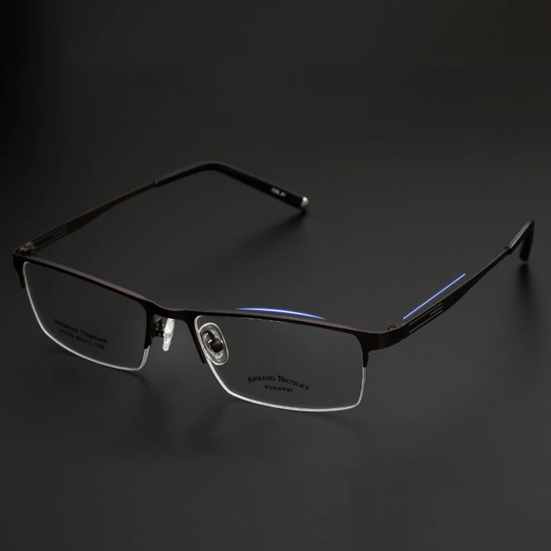 Handoer Semi-Rimless Optical Glasses Frame for Men Eyewear Spectacles Glasses Optical Prescription Frame Business Eyewear