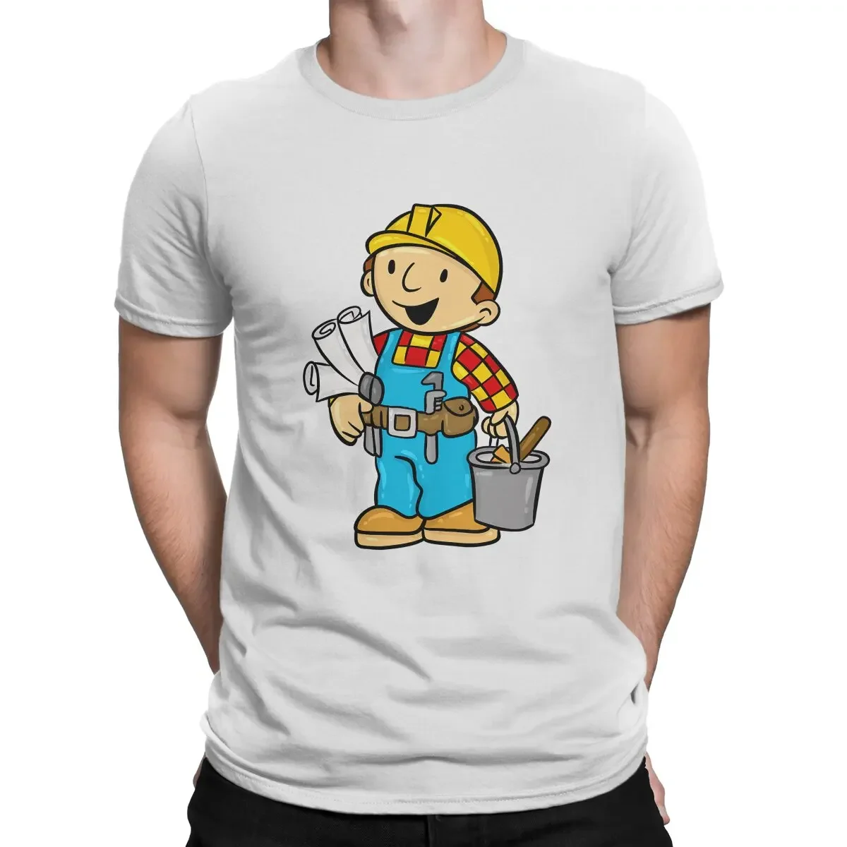 Can We Fix It Funny Repair Man TShirt For Male Bob the Builder Cartoon Clothing Style Polyester T Shirt Soft