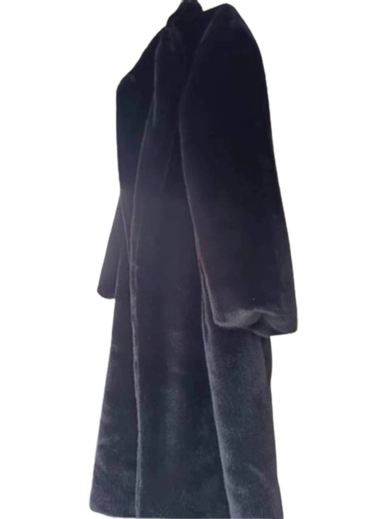 

Men's Long Faux Fur Coat Autumn Winter Loose Fit Warm Plu Over-Knee Windbreaker Eco-friendly Mink Hair Collar Stand up Jaet