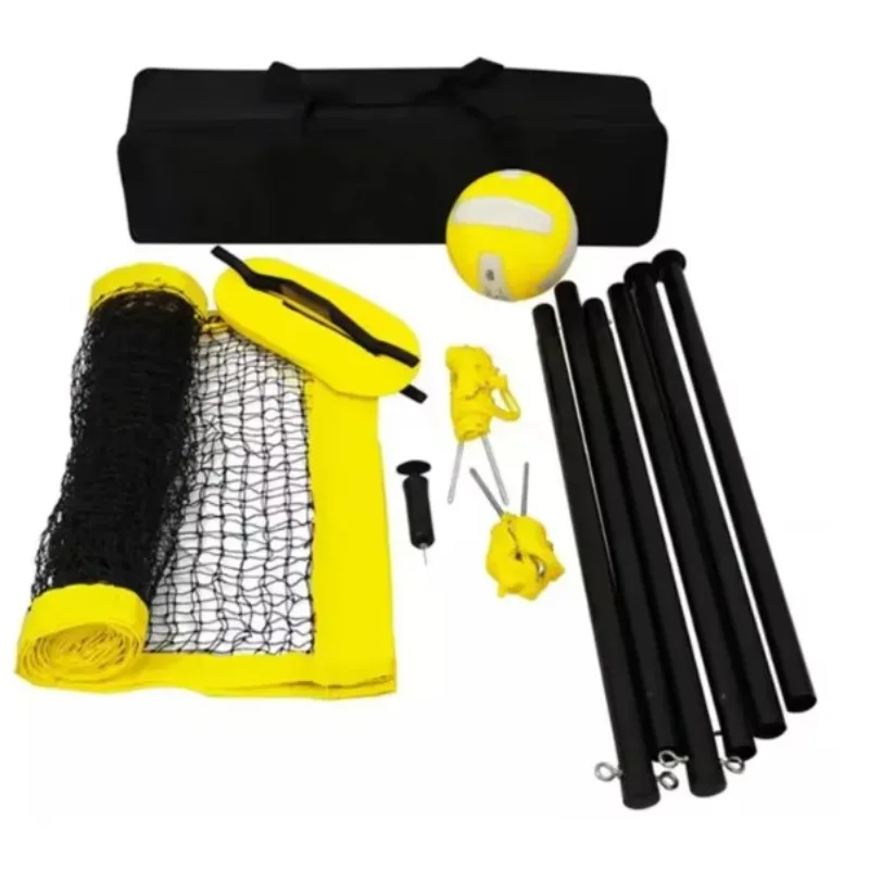 Outdoor Portable Steel & PE Volleyball Net Set System with Adjustable Height Pump Carry Bag for Beach and Backyard
