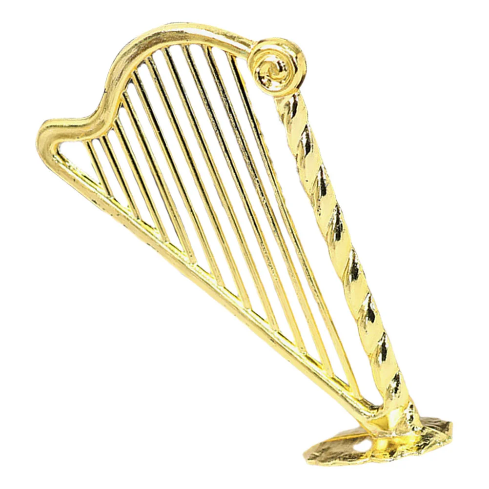 Mini Harp Simulation Decorative Instrument Toy House Miniature Plastic Stringed Work