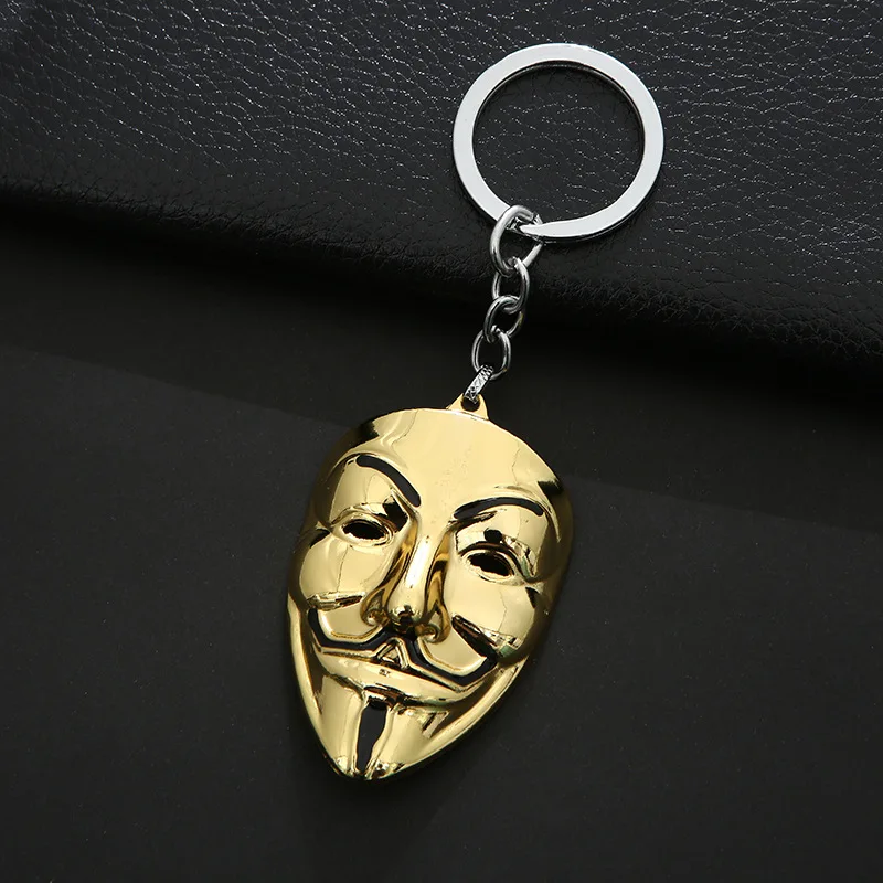 keychain anonymous Moive Jewelry V for Vendetta Anonymous Mask Hip Hop Pendant Hacker Mask Alloy Keychain Fashion Gaes Chaveiro