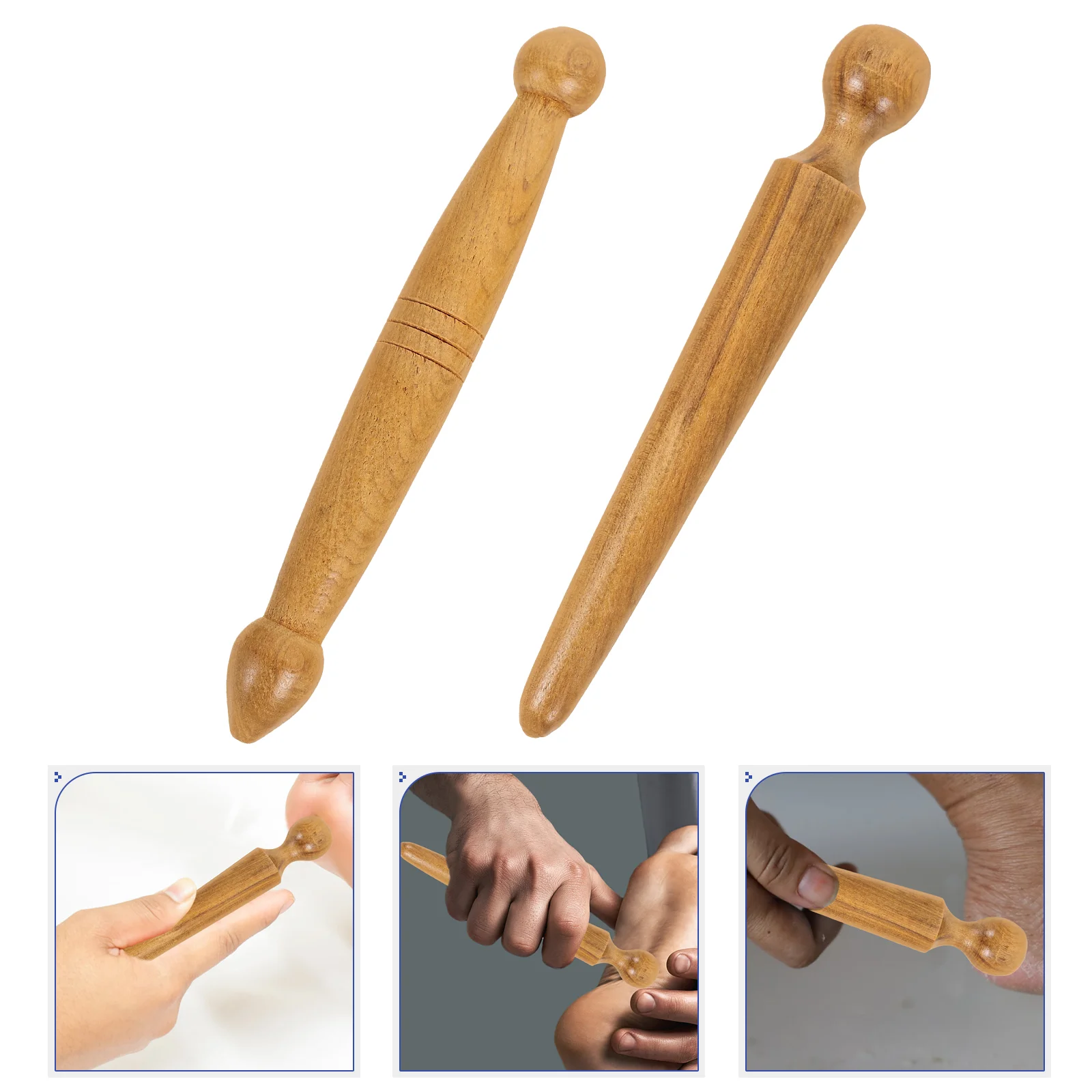 

2 Pcs Hole Stick Point Feet Massager Hand Massagers Wooden for Body Sole of Foot