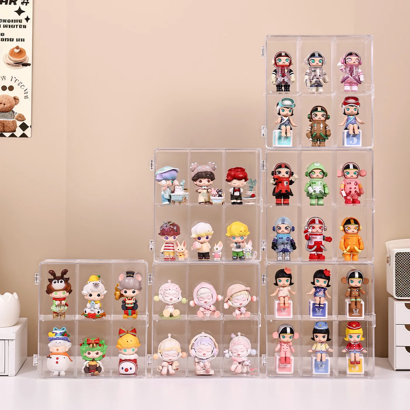 1pc Foldable Acrylic 6-Grid Blind Box Display Box Compartment Collectible Doll Storage Box, Hair Accessory Jewelry Storage Box