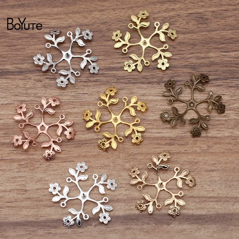 BoYuTe (20 Pieces/Lot) 39MM Flower Plate Materials Metal Brass DIY Jewelry Accessories