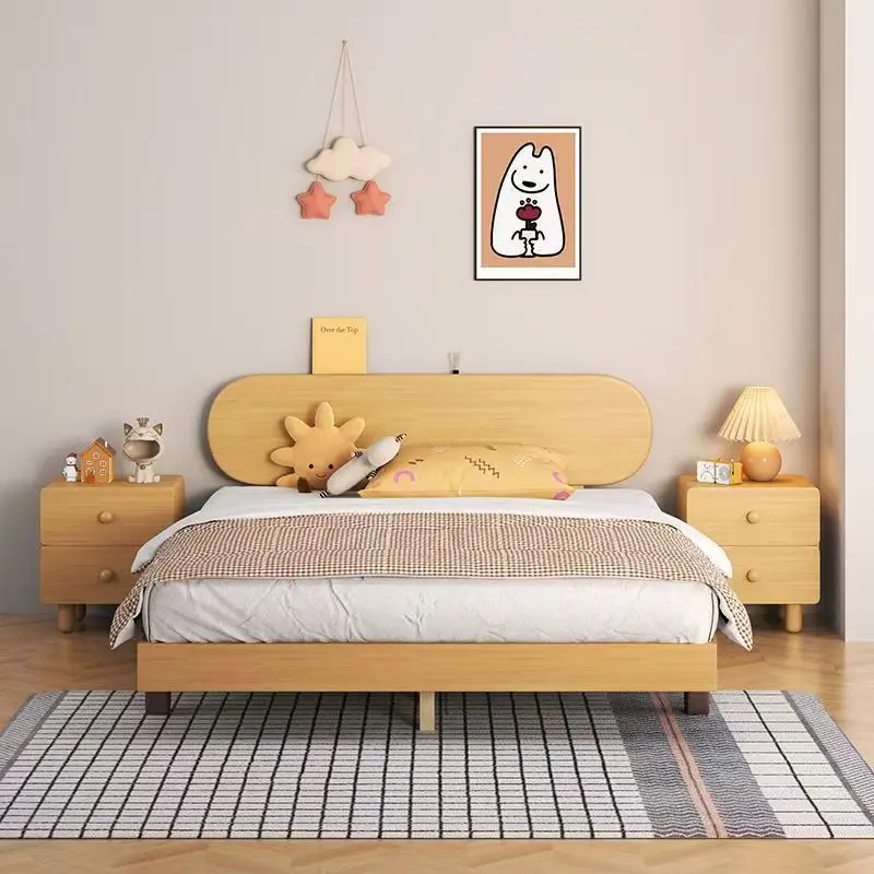All solid wood princess household beech bed