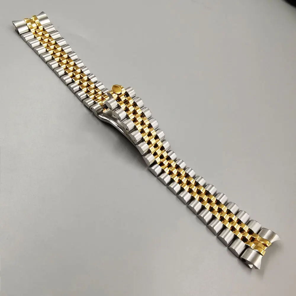 20mm 316L Stainless Steel Solid Curved End Jubilee Hidden Clasp Watch Band Strap Bracelet Fits for RLX 116200 116233 116234