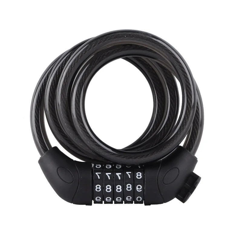 120cm 5-Digit Bike Lock, Extra Long Anti-Theft Steel Cable Lock for Bicycle/Mountain Bike, PVC Coated Heavy Duty Security Lock