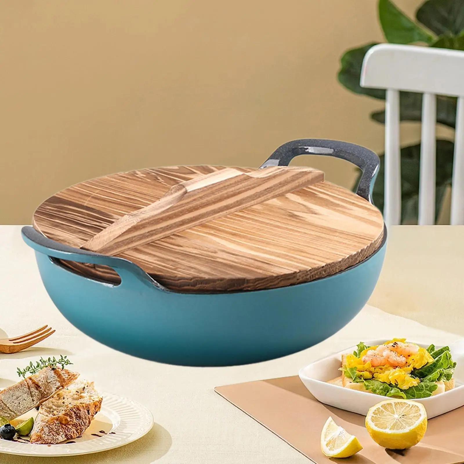 

Чугунная эмалированная кастрюля, суповая кастрюля, традиционные многоразовые аксессуары для дома, сковорода вок, кастрюля для кухни, столовой, приготовления пищи