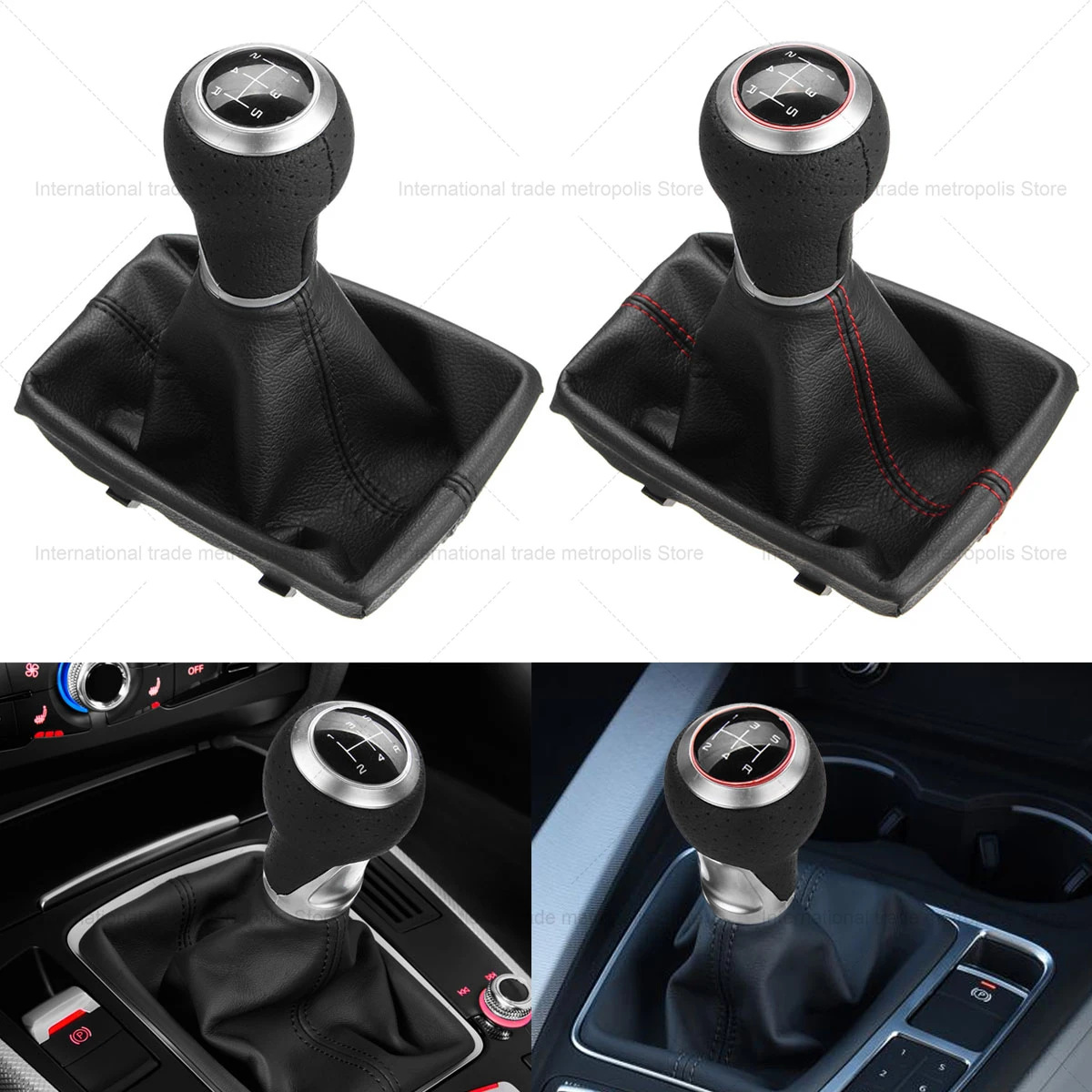 GEAR STICK SHIFT KNOB + GAITER GAITOR BOOT + FRAME FOR For Audi A4 S4 B8 8K / A5 8T / Q5 8R S-Line (2007-2015)