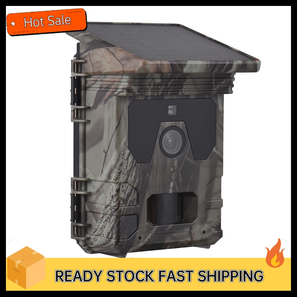 Solar Powered Night Vision Trail Camera 50MP 4K Hunting Cameras 0.3s Trigger Time Trail Camera