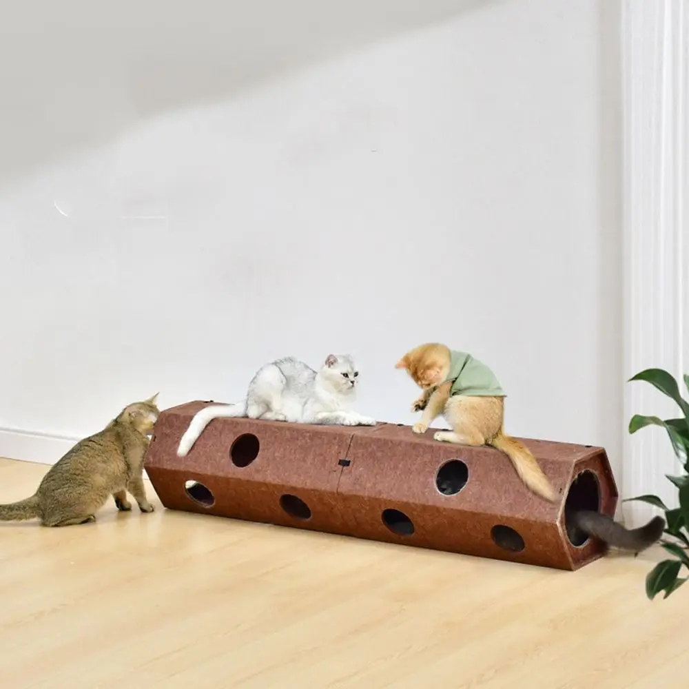 

Foldable Pet Cat Tunnel Wear Resistant Interactive Hideaway Tunnel Grinding Claws Bite Resistant Cat Scratcher Tunnel Multi-Cat