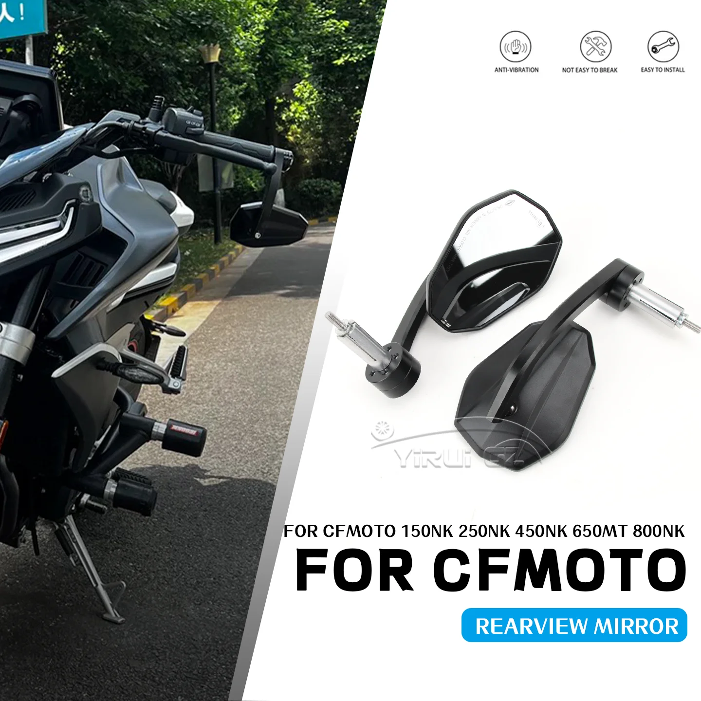 

Для CFMOTO 150NK 250NK 450NK 800 NK 650MT мотоциклетное зеркало на конце руля, боковые зеркала заднего вида, широкое видение 150 250 450
