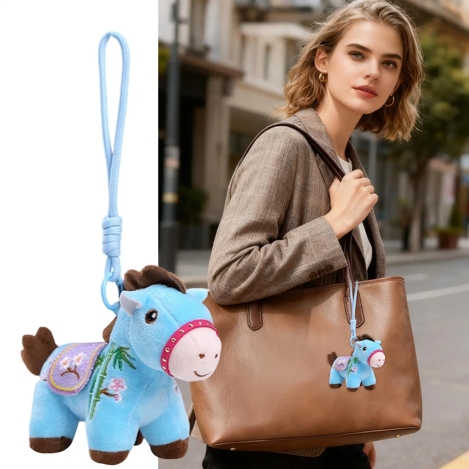 

2026 Cartoon Ponys Plush Doll Mascot For Chinese New Year; Horse Keychain, Bamboo Plum Blossom Embroidery And Bag Pendant Gifts