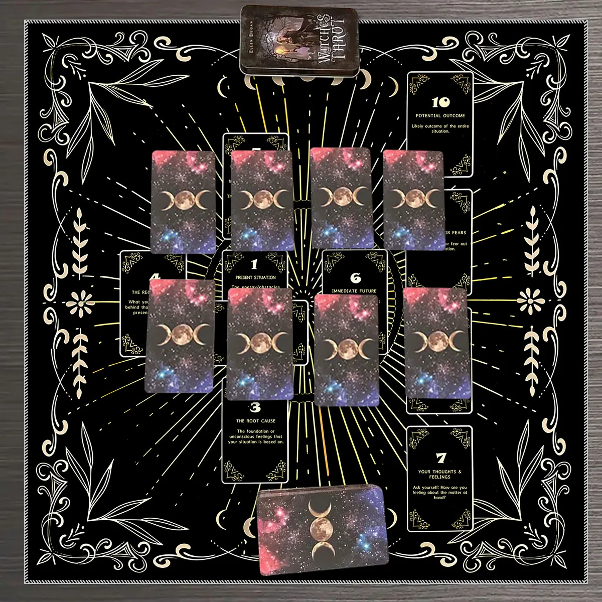 1 Stück Tarot-Tischdecke, keltisches Kreuz-Tarot-Tischdecke für Wahrsagereien, geheimnisvolle Tischdecke zur Altardekoration – Detail 10