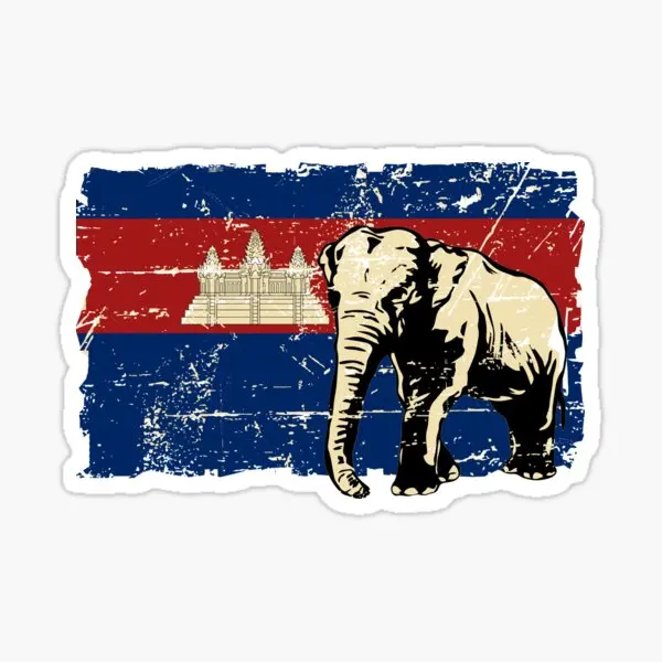 كمبوديا العلم ملصقات السيارات الكرتون نافذة الكمبيوتر المحمول دراجة نارية الشارات الرائعة اكسسوارات السيارات قافلة جذع الإكسسوارات الفقرة السيارات #6