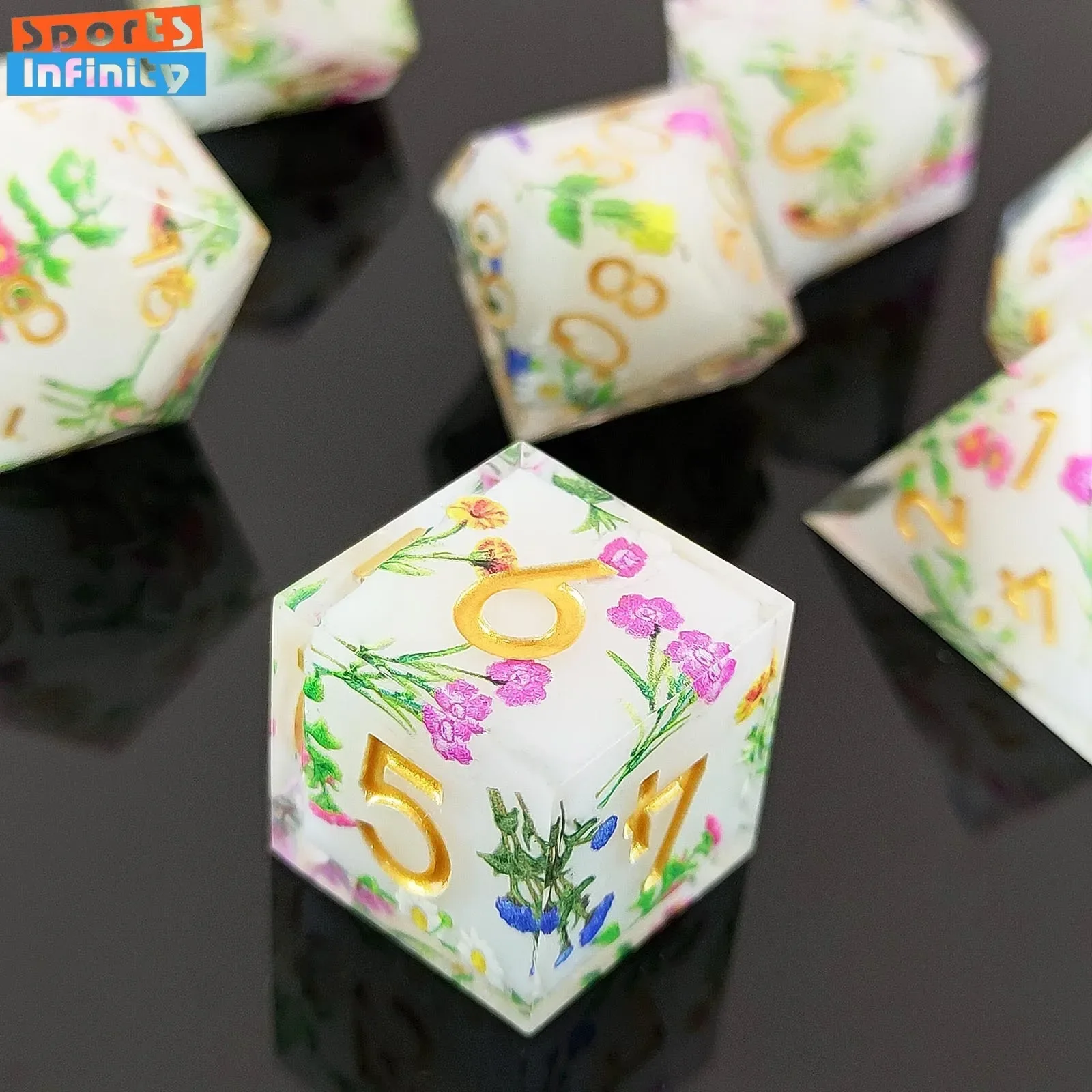 7pcs/set of Beautiful COC Resin Dice Set Polyhedral Number Dice for DND TRPG RPG Cthulhu Role Play Board Game Dnd Dice Set