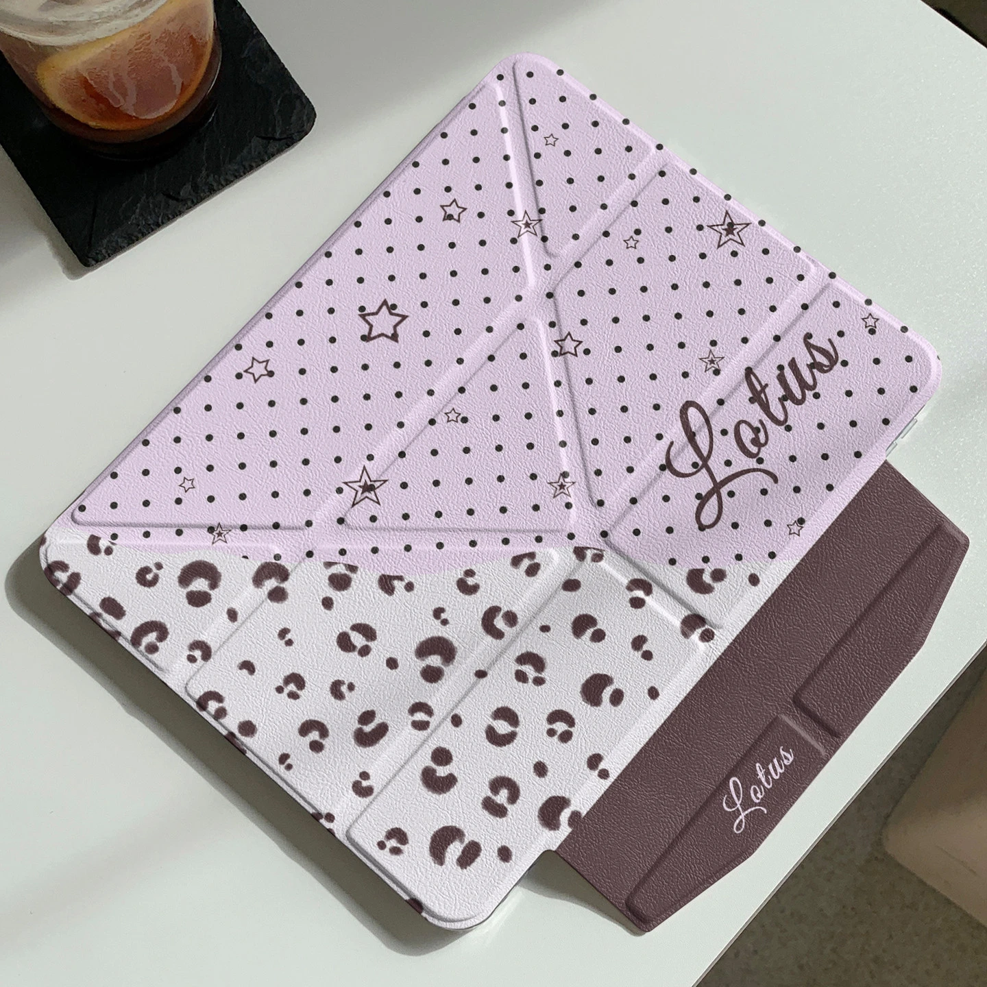 Purple Patchwork Leopard Print Y2K Tablet Case For iPad Pro 11 12.9 13 A16 M2 M4 M3 M5 5/6/7/8/9/10/11th Mini Air 3 4 5 6 Cover