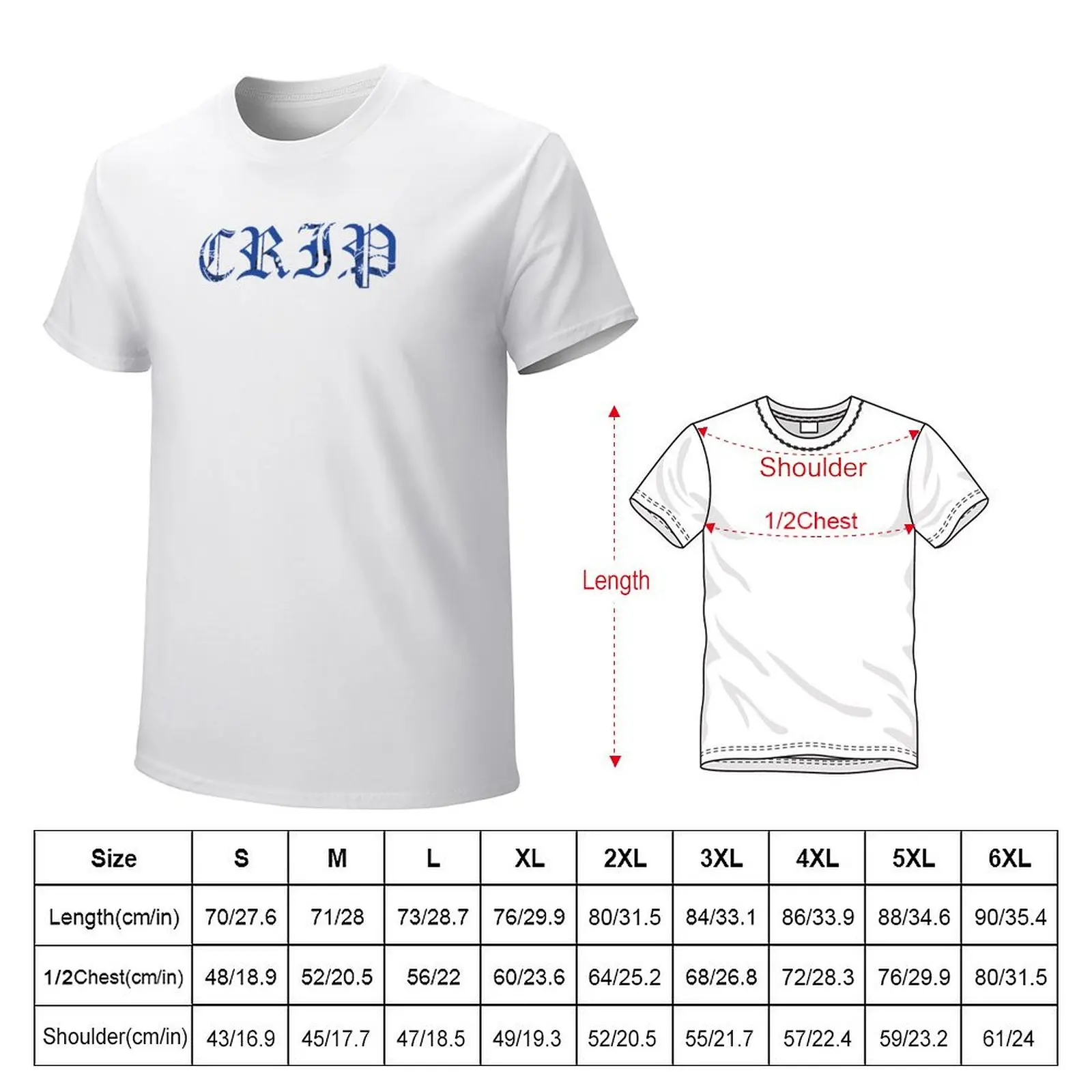 Crip Gothic font with blue bandana pattern T-Shirt tees cute tops summer tops oversizeds Men's clothing