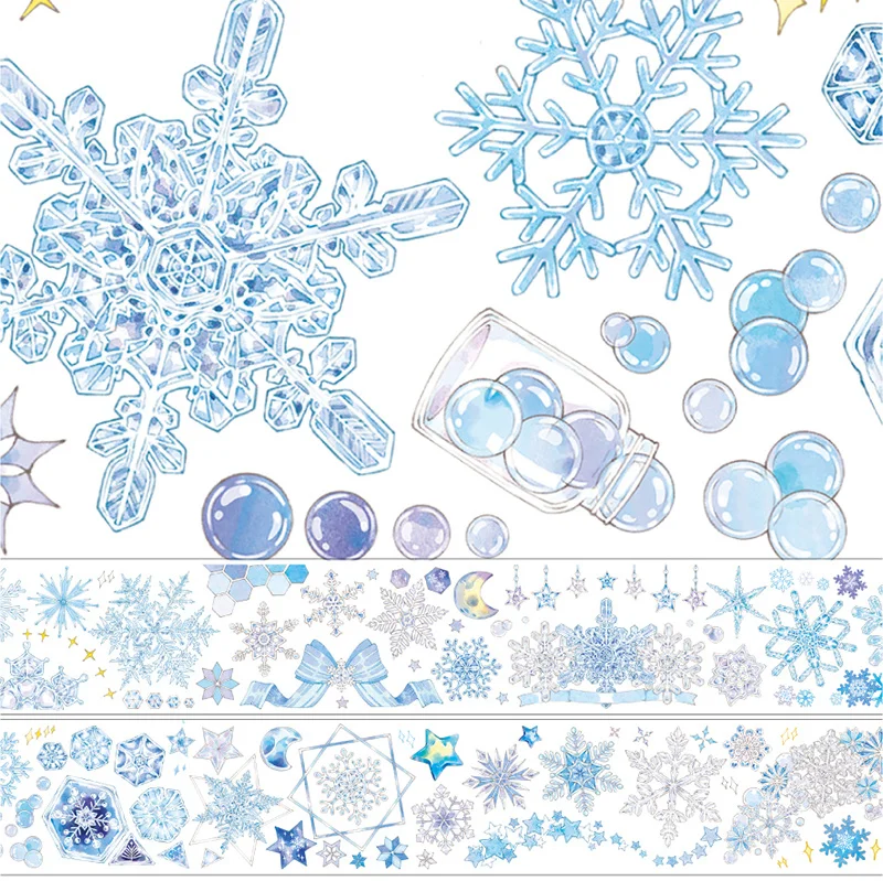 Blue Snowflake PET Washi Tape Decorative Sticker Winter Landscape