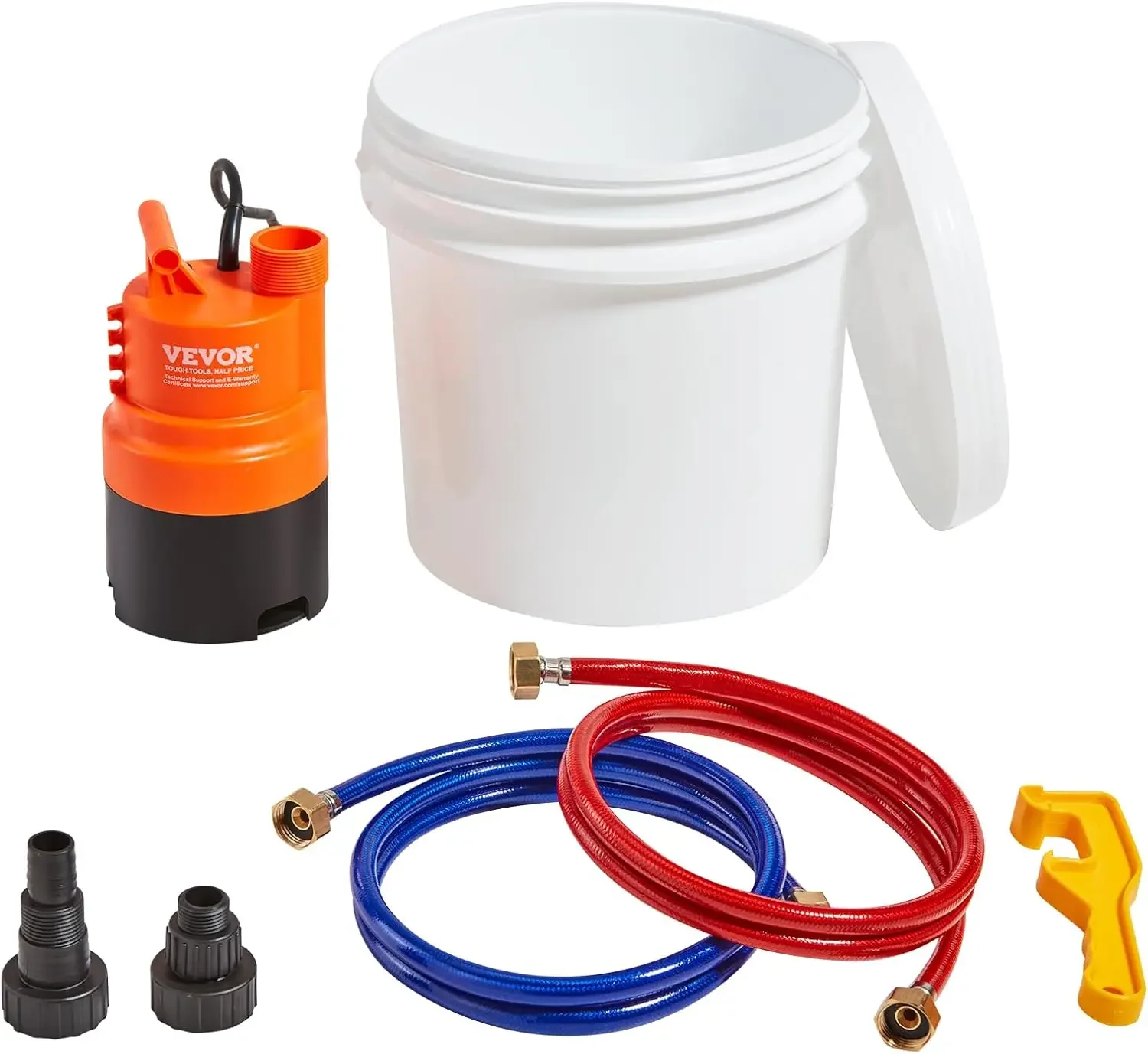 Tankless Water Heater Flushing Kit, Includes Efficient Pump & 3.7 Gallon Pail & 2 Hoses, Wrench and Adapter for Quick Install