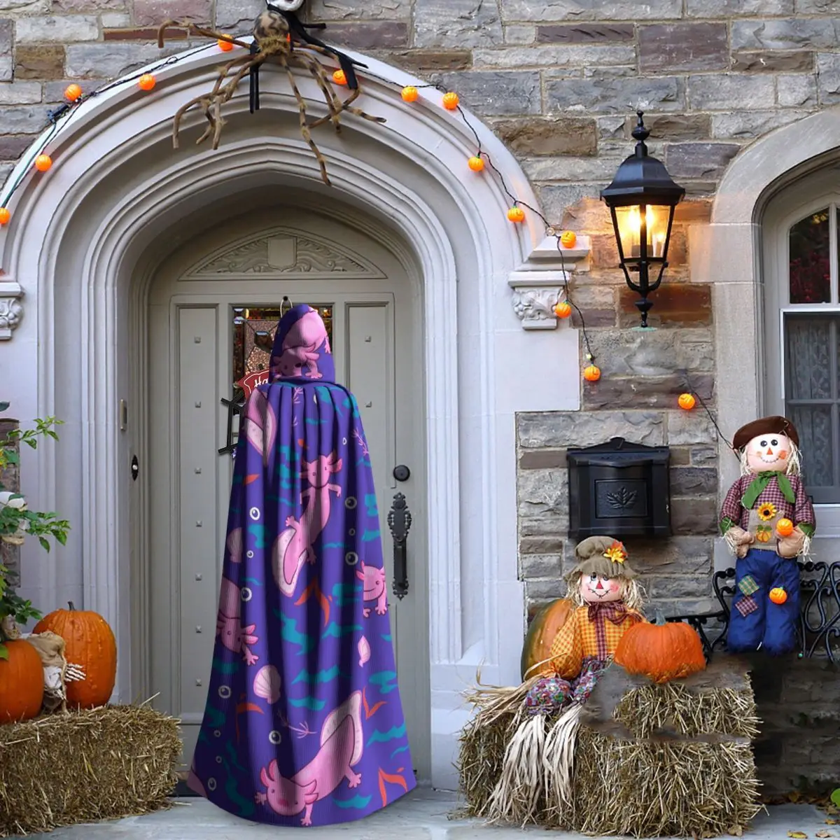 Axolotl 3 عباءة طويلة بغطاء للرأس للساحرة في القرون الوسطى زي تنكري لحفلات الهالوين للبالغين من الجنسين