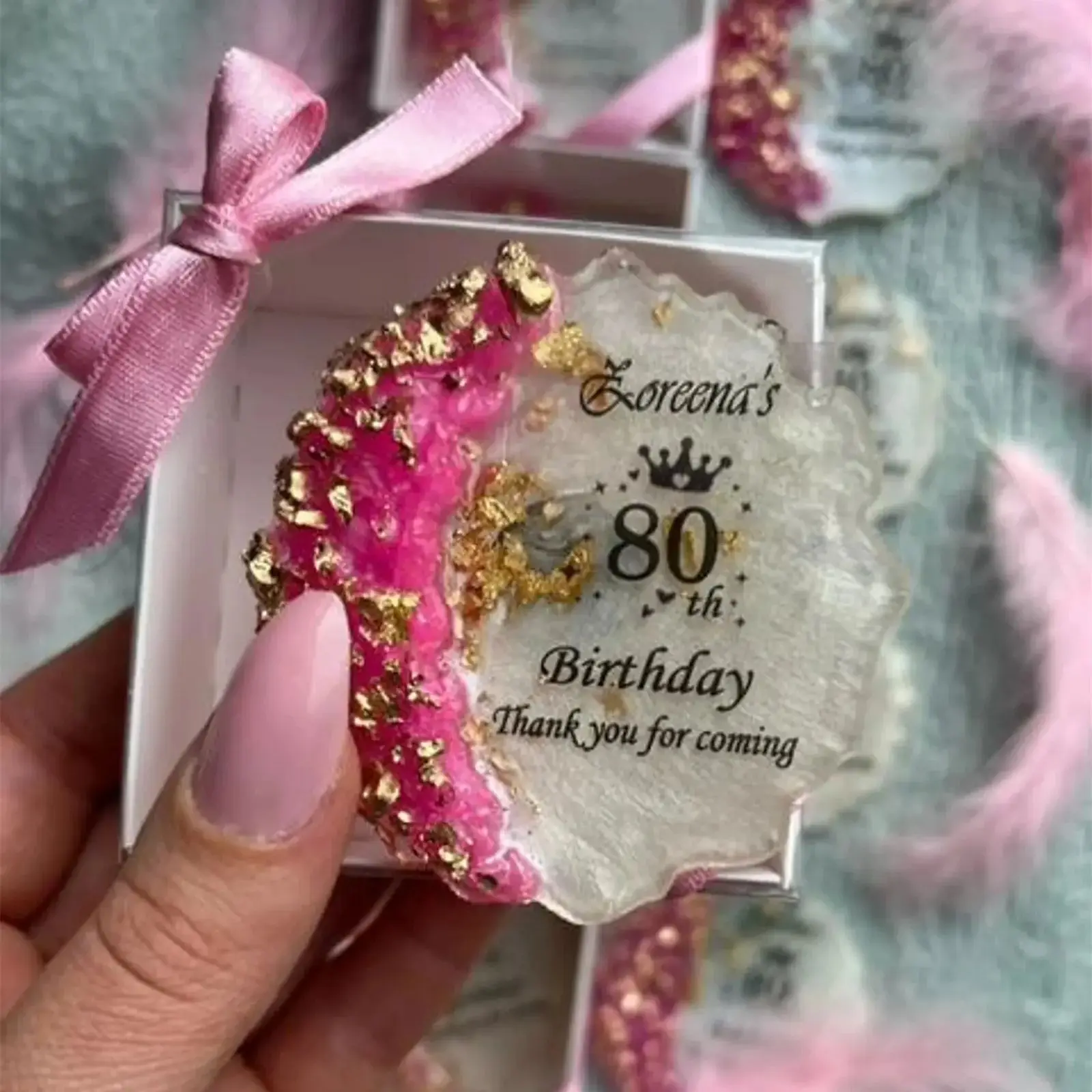 Golden 50th Anniversary Magnet Favor, Elegant Personalized Resin Keepsake, Custom Gift for Guests, Golden Wedding Party Favor, - view 6