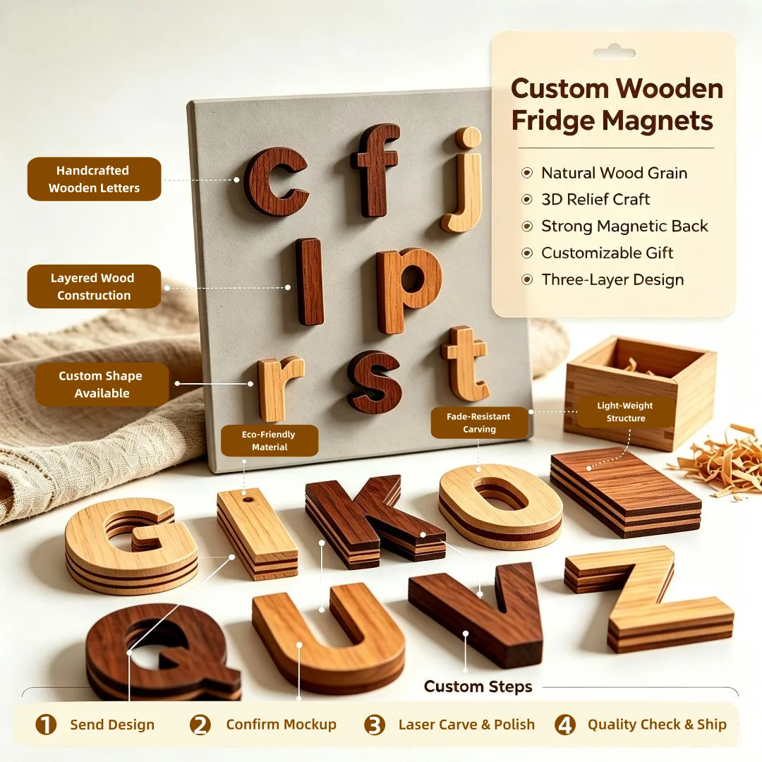 Cheap Wholesale Custom Wooden Letter Fridge Magnet For High-Definition Decorative Wooden Fridge Magnet With Durable Lightweight