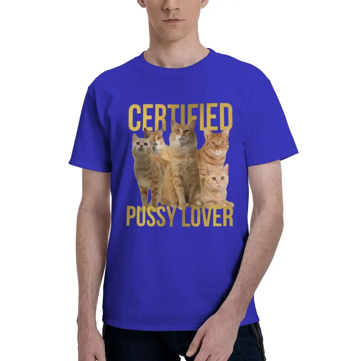 Short Sleeve Tshirts For Men  men Funny CerTified Pussy Lover Meme Cat Graphic T Shirt  graphic t   men clothing  oversized