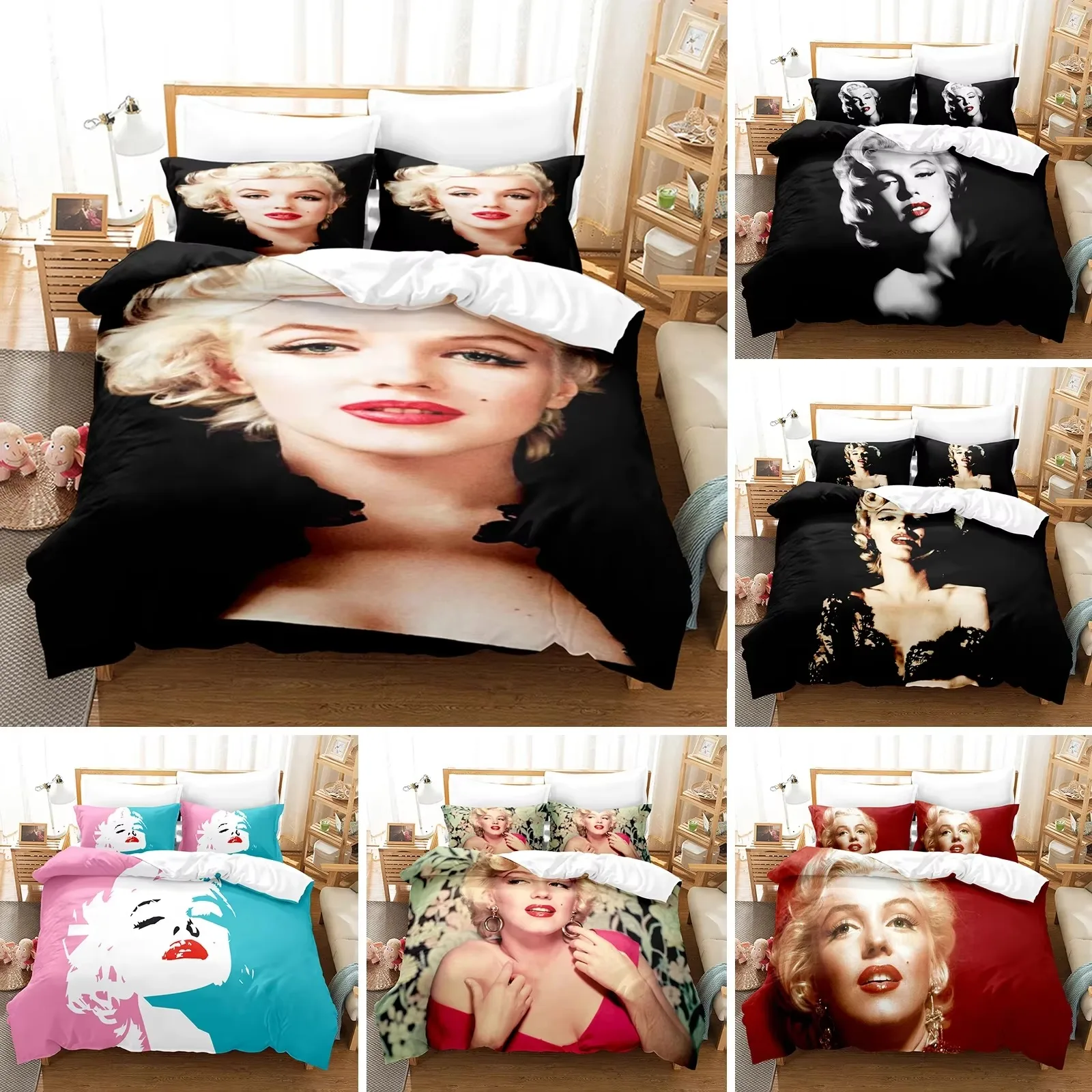 

3D Printed Marilyn Monroe Bedding Set Duvet Cover Bedroom Comforter Cover Single Twin King Size Quilt Cover Home Textile