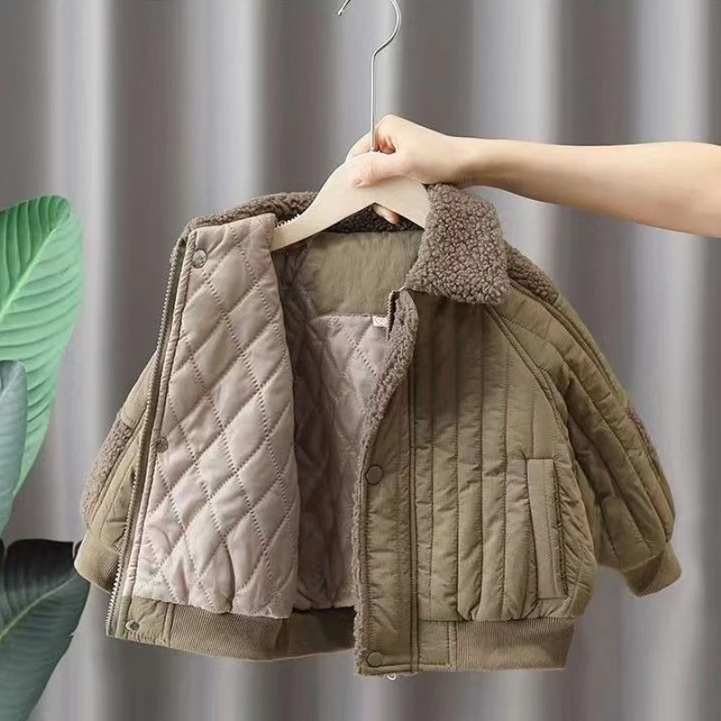 2026 New Boys Winter Cotton Padded Jacket Warm Fashionable Kids Outerwear Coats for Children