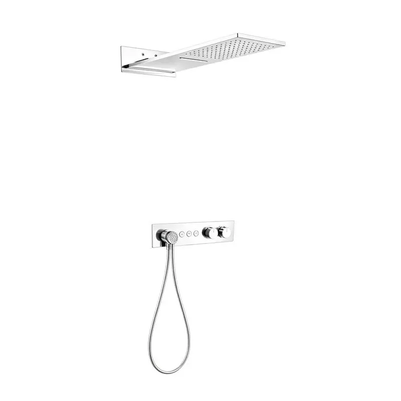 WEIHAO Matte Black Wall Embedded Shower Set Rectangular Overhead Two Rain Modes for Minimalist Bathroom Renovation view 6