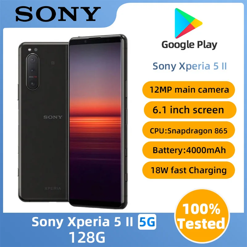 Sony Xperia 5 II 5g Смартфон Процессор Snapdagon 865 Экран 6,1 дюйма OLED-камера 12 МП Зарядка 18 Вт Аккумулятор 4000 мАч Б/у Телефон